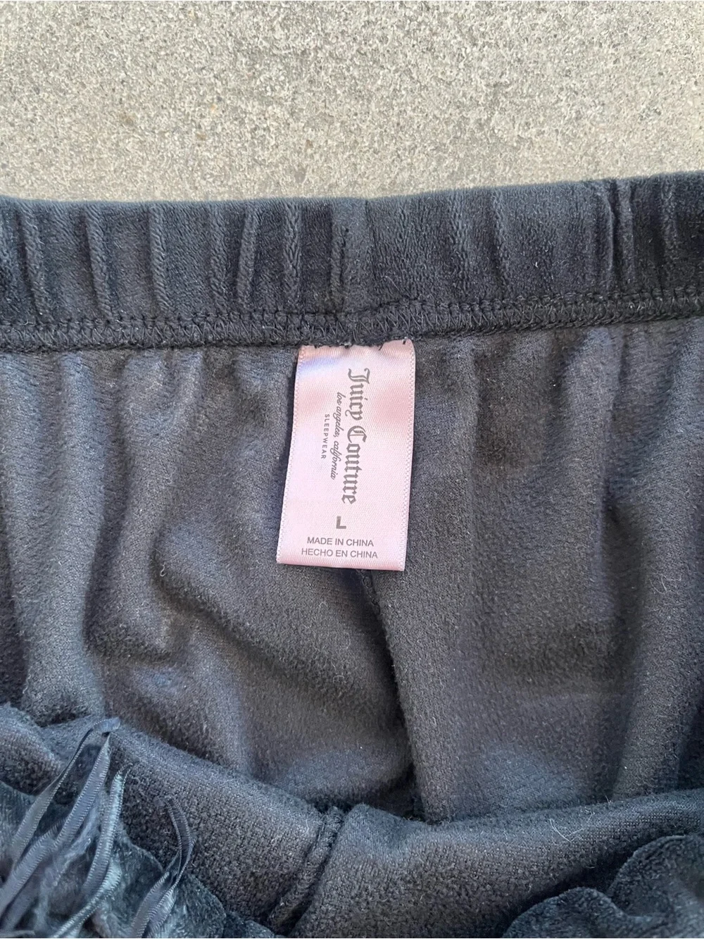 Juicy Couture Black Velour Lounge Pants | Sleepwear | Elastic Waist | Size L - Picture 2 of 4